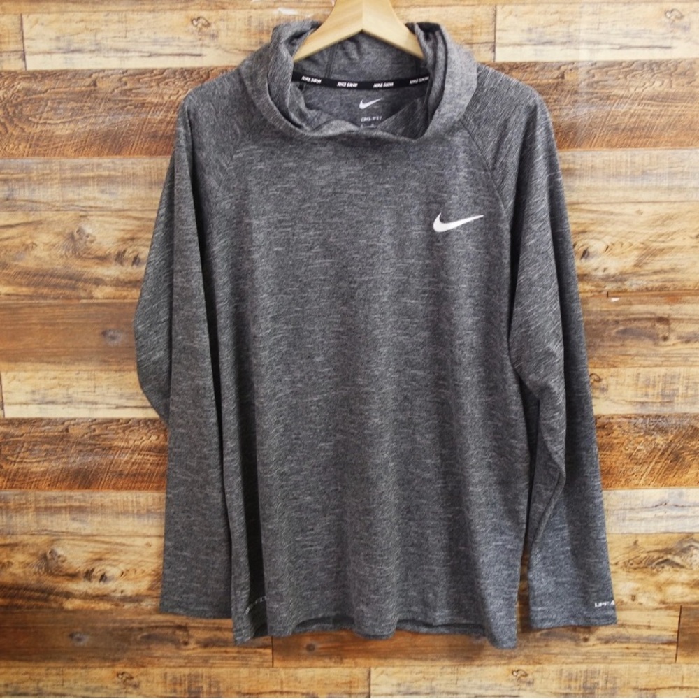 Nike Swim Men’s Gray Long Sleeve Dri-Fit UPF 40+ Pullover Athletic